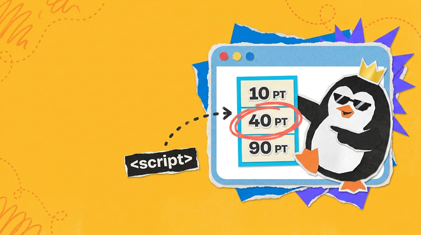 A browser window with a Presser prop board inside, one pick circled, Peyton pointing, and a script tag feeding in